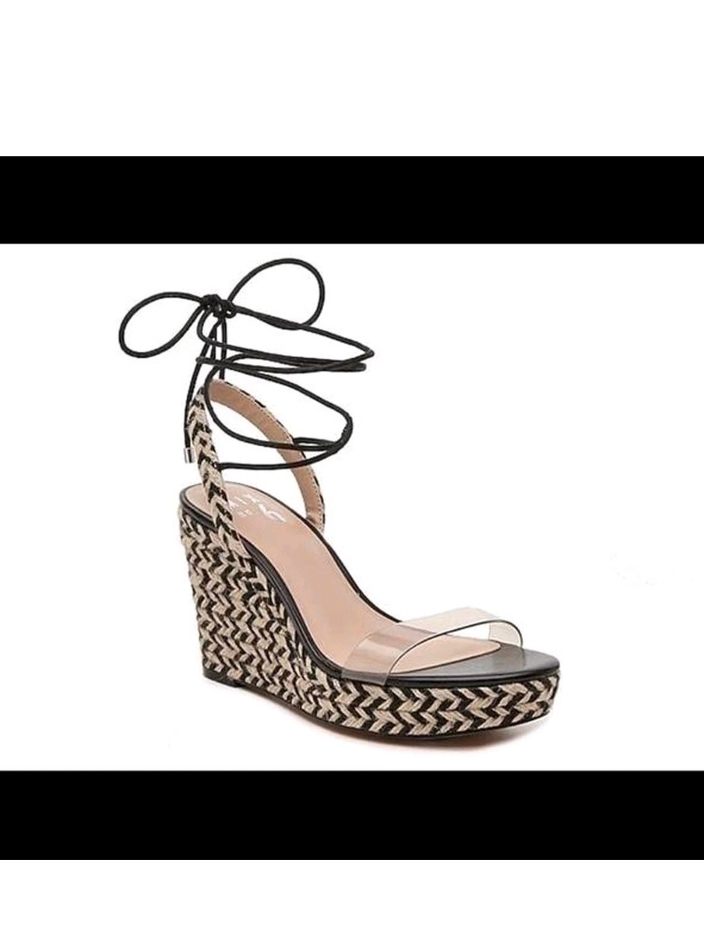 Mix No. 6 Clear Strap Espadrille Wedge with Black Lace-Up